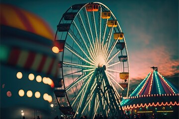 Colorful Carnival Fun - Bright Rides and Games. Generative AI. - obrazy, fototapety, plakaty