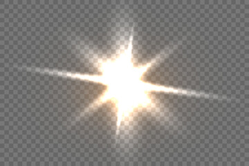 Vector transparent sun light special lens flare light effect. front lens sun flare. Vector blur in radiance light. Decor element. Horizontal star beams and spotlight. star