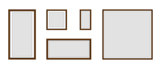 photo frames. Collection Photo frames, isolated. Template mockup photo frame different shapes. Set of empty photo frames symbol. Vector illustration