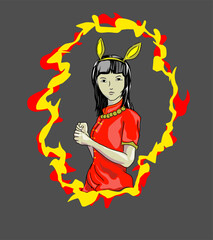 Chinese new year strong girl