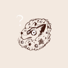 Funny dog ​​cartoon. New Year's sketches. 