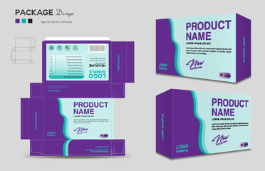 Supplements and Cosmetic box design, Package design template, box outline, Box Packaging design, Label design, healthcare label, packaging design creative idea vector, realistic mock-up