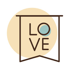 Flag with inscription Love vector icon