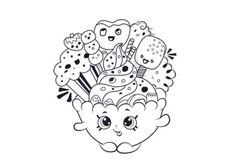 Ice Cream and drink Doodle Art