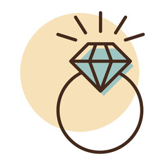 Vector wedding ring with a diamond icon
