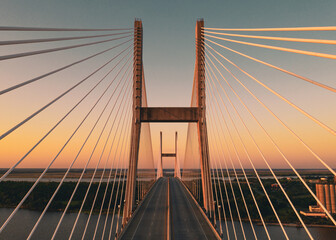Talmadge Bridge closeup at sunset in Savannah, Georgia - Powered by Adobe