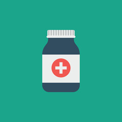 Fototapeta premium Vector illustration of pill jar icon, medicine, drug.