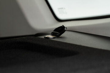 Modern car outlet socket. Opened 12V power outlet socket.