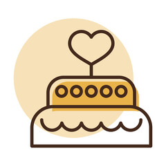 Wedding cake dessert with heart vector icon
