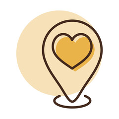 Map pointer with heart vector icon