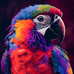 Obraz premium Pop art parrot generative ai