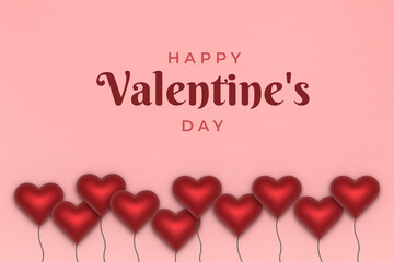 3d background with balloon hearts for Valentine's day