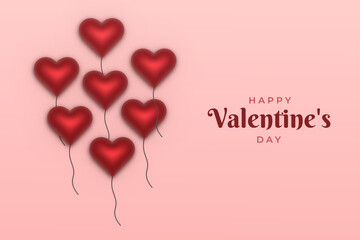 Obraz na płótnie Canvas 3d background with hearts balloon for Valentine's day