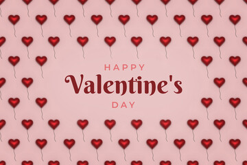 3d background with hearts balloon pattern for Valentine's day