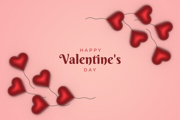 3d background with hearts balloons for Valentine's day