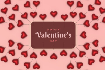 3d background with lot of balloons heart for Valentine's day