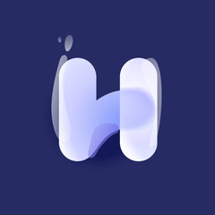 H letter lilac colored logo in Glassmorphism style. Overlapping lines icon with glows and splashes.
