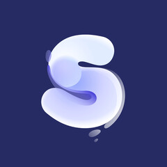 S letter lilac colored logo in Glassmorphism style. Overlapping lines icon with glows and splashes.