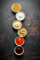 Obraz na płótnie Canvas Different types of sauces.