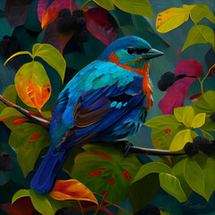 Tanager oil painting generative ai