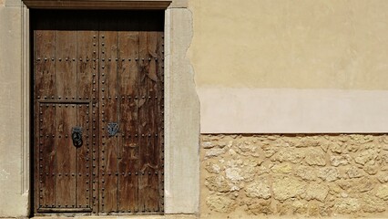 old wooden door on the facade
