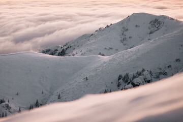 Ciucas mountains in winter, Romanian Carpathians.