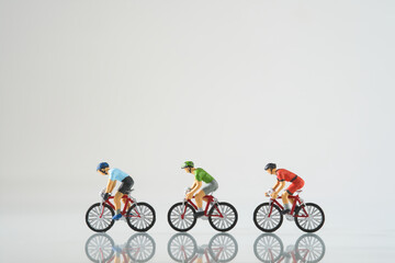 cyclist in action on white background