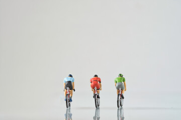 cyclist in action on white background