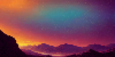 Pixelart space gradient colorful background