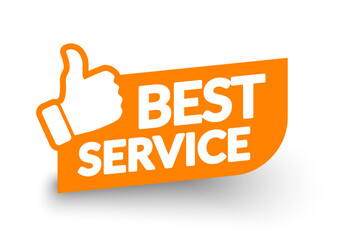 Best Service Label With Thumb Up