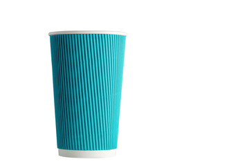 beautiful cardboard glass of blue color on a white background