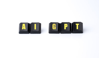 Ai Gpt  Written On Computer Keyboard Keys Isolated On A White  Background.