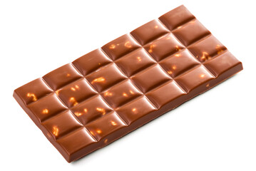 Milk chocolate bar with hazelnuts on a white background. Isolate