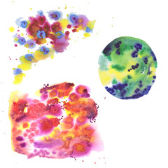 
Abstraction watercolor stains isolated on white background.