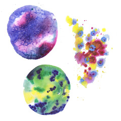 
Abstraction watercolor stains isolated on white background.