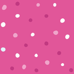 Colorful dots seamless pattern in flat style. Vector illustration isolated on pink background.