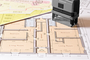 Residential building project - concept macro photography of prin