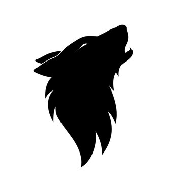 Howling wolf. Black silhouette of the head. Logo for design.