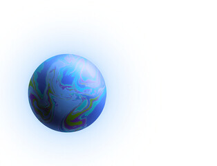 outer space with a nebula and stars, a large planet with a satellite, 3D-images