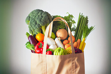 Nachhaltige Papiertüte voller gesunde Lebensmittel - Generative Ai