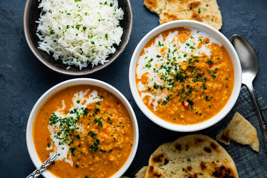 Delicious red lentil soup indian style