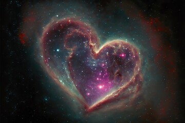 Astrological symbol of love. Heart shaped nebula. AI