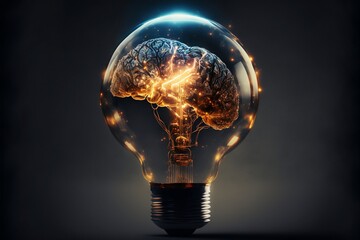 Lightbbulb With a Technology Artificial Intelligence, Generative AI, Creativity, Idea, Innovation, Originality, Inspiration