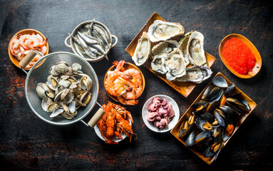 The range of different types of seafood.
