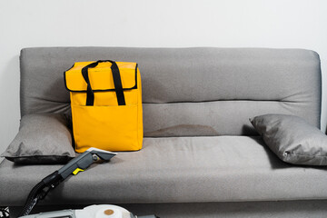 Professional dry cleaning machine and yellow transport bag. Extractor dry cleaning machine for...