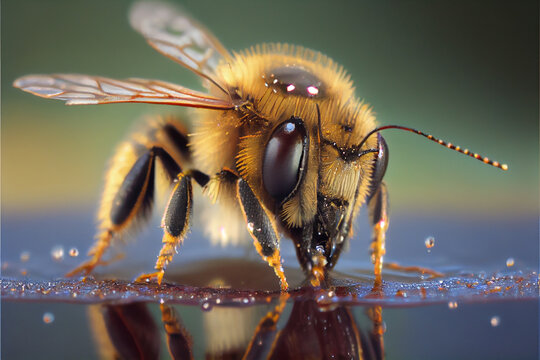 Bee with on water - Generative AI