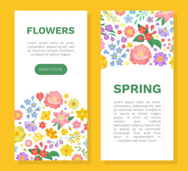 Floral Card Design with Blooming Fragrant Garden Flower Vector Template