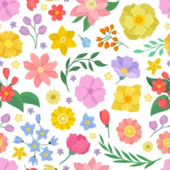 Foto op Canvas Floral Seamless Pattern Design with Blooming Fragrant Garden Flower Vector Template © Happypictures
