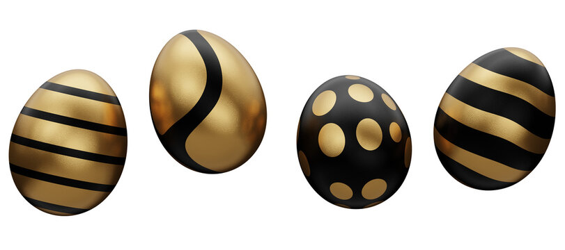 gold egg falling easter 3d render illustration