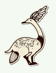 Funny bird. Illustration in cartoon style. Cute cartoon animal stickers vector illustration